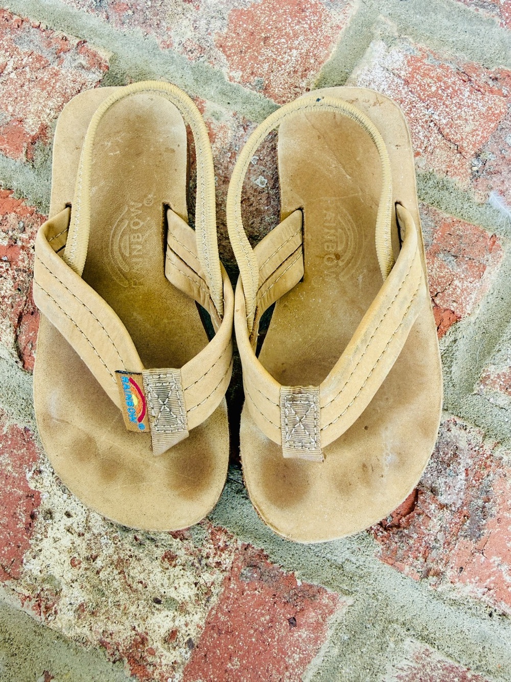 Rainbow Kids Tan Leather Flip Flop Sandals